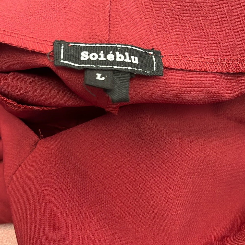 Nordstrom soieblu burgundy jumpsuit. Side zip. twist front, wide leg crop, NWT! - Picture 6 of 10